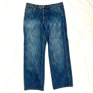 VNTG Jhane Barnes 4-Button-Fly Jeans, 35 Waist